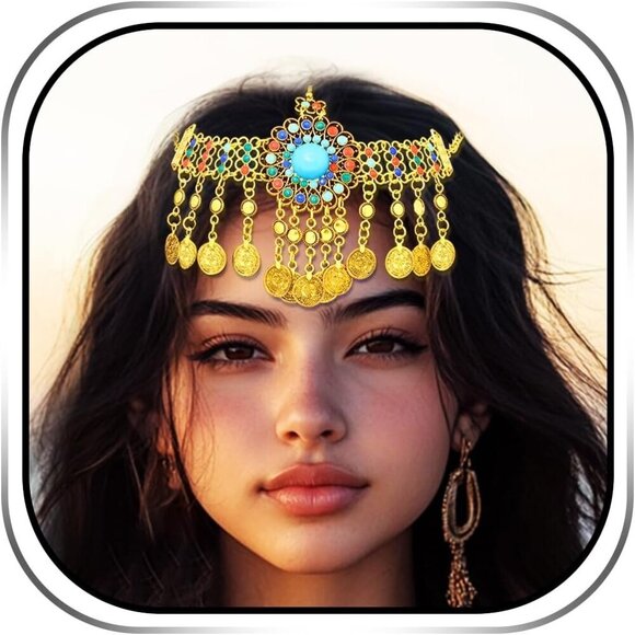 Accessories - Boho Gold Head Chain Coins Headpiece Jewelry Festival Accessory for Women Girls